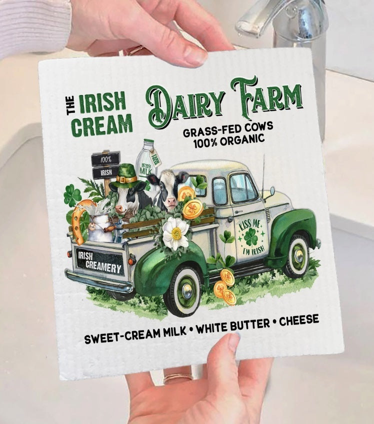St Patricks Day Irish Creme Dairy Farm Swedish Dish Cloth