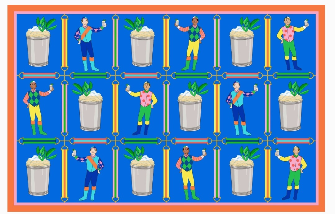 Jockeys & Juleps Derby Paper Placemat Pad, Blue