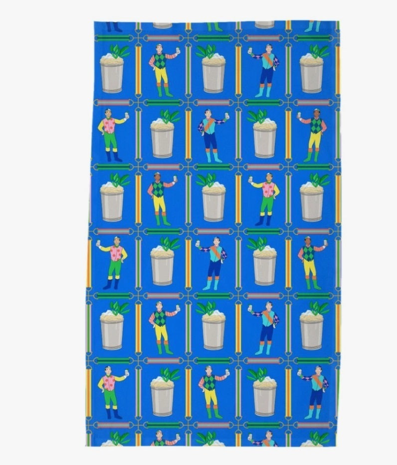 Jockeys & Juleps Derby Poly Twill Tea Towel, Blue Ribbon