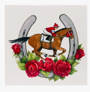 Kentucky Derby Jockey & Julep 8" Ceramic Trivet