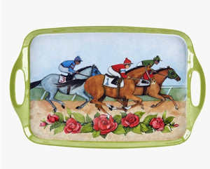 Day at the Races Melamine Rectangular Tray w/Handles 19 x 12