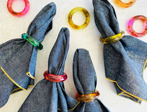 Gemstone Napkin Rings Set of 4