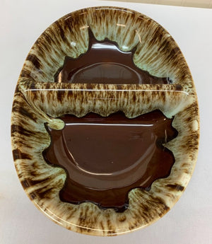 Brown Drip Glaze Divided Serving Dish