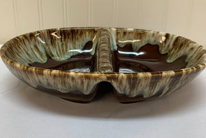 Brown Drip Glaze Divided Serving Dish