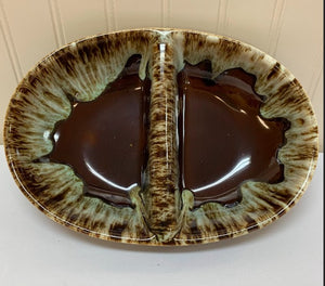 Brown Drip Glaze Divided Serving Dish