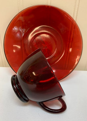 Ruby Red Teacup and Saucer