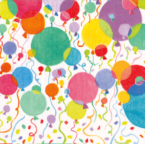 Balloons And Confetti White Napkin Luncheon